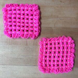 Handmade Hot Pink Crochet Pot Holders - Set of 2